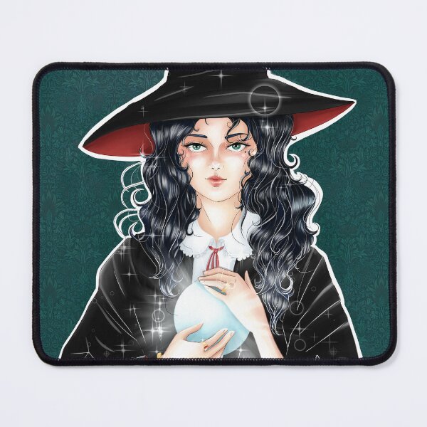 Item preview, Black hair witch girl with magic ball designed and sold by ombradellaluna.