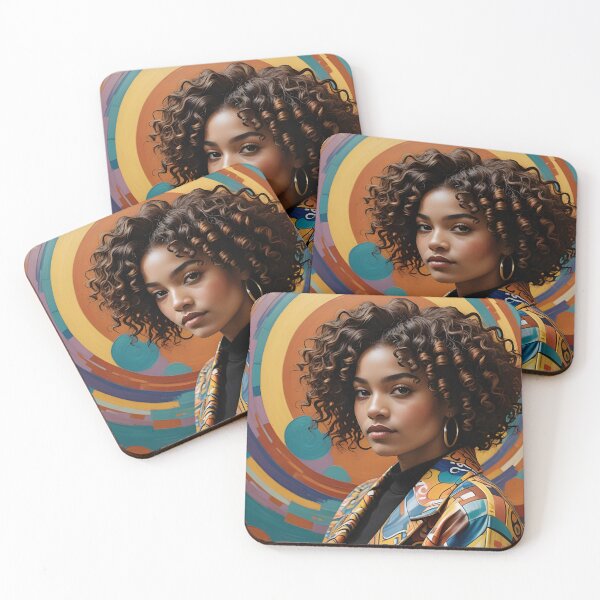 Item preview, A person with curly hair stands before a vibrant, swirling mural of abstract patterns and colors, creating a dynamic backdrop designed and sold by homydesign.