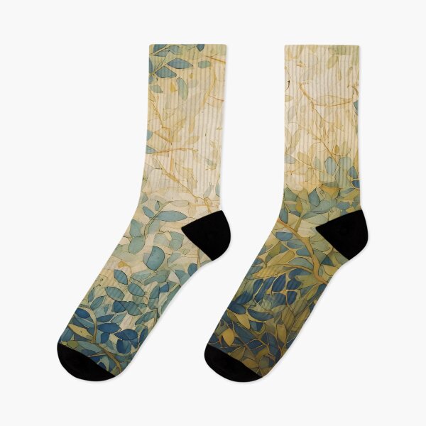 Item preview, Overlapping leaves in shades of blue and green with delicate branches. Natural and organic pattern designed and sold by homydesign.