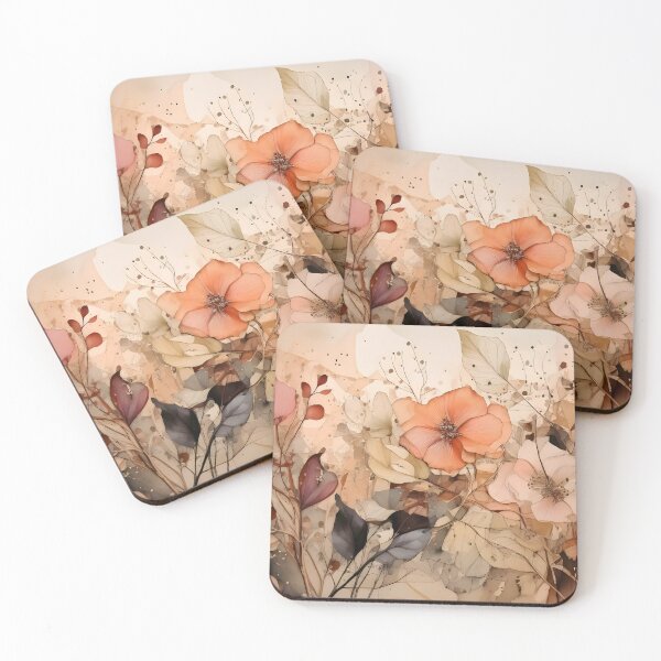 Item preview, Abstract floral art with delicate blooms and foliage in muted earthy tones, creating a serene atmosphere designed and sold by homydesign.