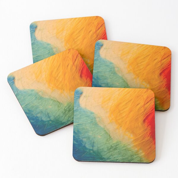 Item preview, A vibrant abstract with textured strokes of blue green yellow and red creating a dynamic composition designed and sold by homydesign.