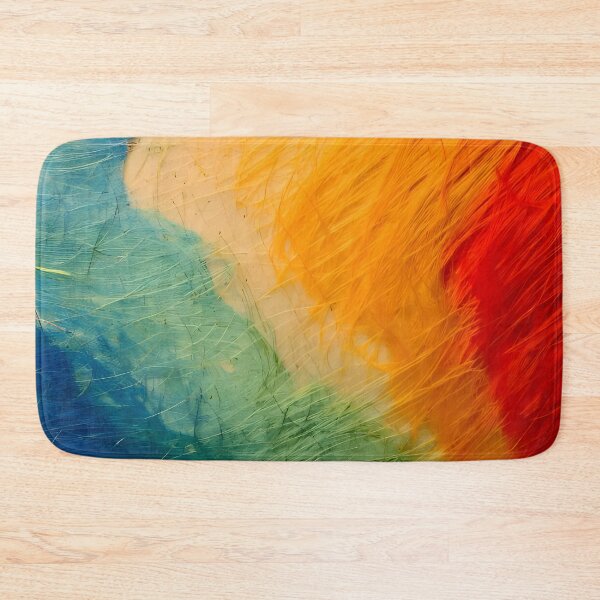 Item preview, A vibrant abstract with textured strokes of blue green yellow and red creating a dynamic composition designed and sold by homydesign.