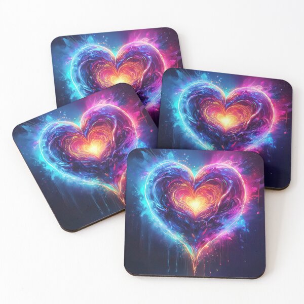 Item preview, A large neon heart with vibrant colors on a dark background designed and sold by homydesign.
