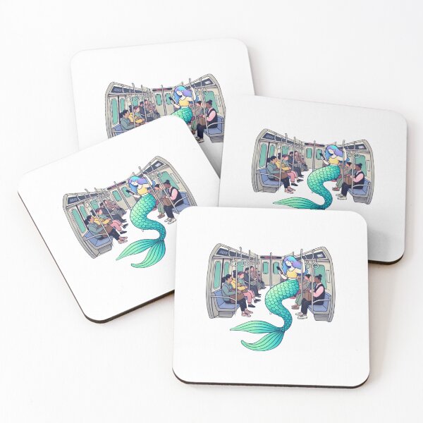 Item preview, Mermaid on a Commuter Train - Whimsical Modern Fantasy Art designed and sold by Designeerguy.