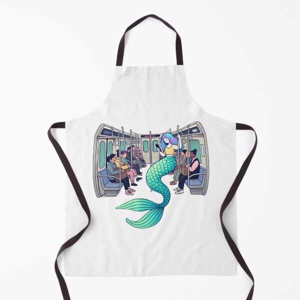Item preview, Mermaid on a Commuter Train - Whimsical Modern Fantasy Art designed and sold by Designeerguy.