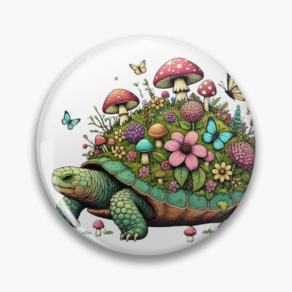 Item preview, Turtle with Garden Shell - Whimsical Nature Illustration designed and sold by Designeerguy.
