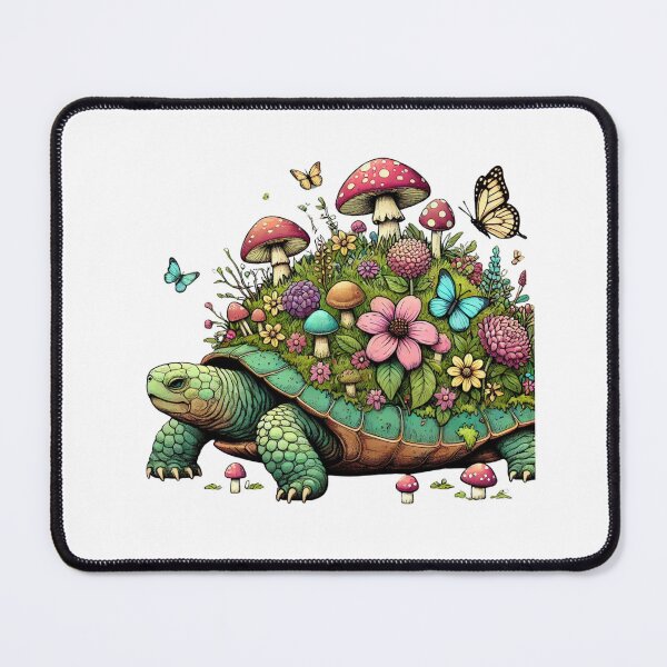 Item preview, Turtle with Garden Shell - Whimsical Nature Illustration designed and sold by Designeerguy.
