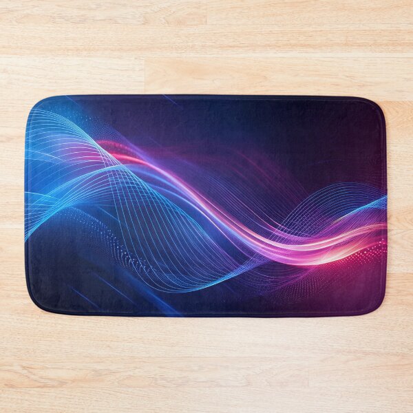 Item preview, Wavy lines of glowing particles flow across dark space in neon blue and pink hues designed and sold by homydesign.