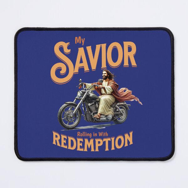 Item preview, Jesus Rolling in with Redemption - Faithful Biker Art designed and sold by MarketMavenGift.