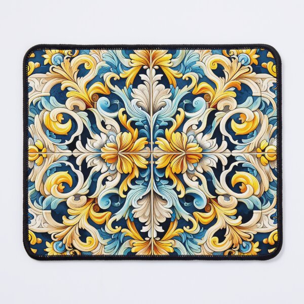 Item preview, Intricate blue and gold floral pattern, inspired by traditional Portuguese tilework designed and sold by homydesign.