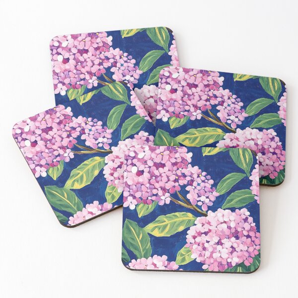 Item preview, Pink Hydrangea branches on deep purple oil painting designed and sold by SophieClimaArt.