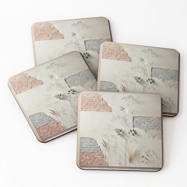 Item preview, Minimalist Botanical Wall Art - Nordic Brick & Wildflower Design designed and sold by MellowLazy.