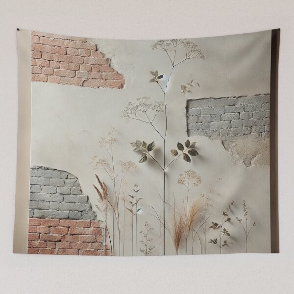 Item preview, Minimalist Botanical Wall Art - Nordic Brick & Wildflower Design designed and sold by MellowLazy.