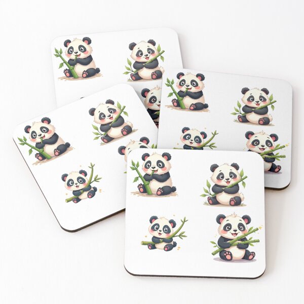 Item preview, Adorable Cartoon Pandas Eating Bamboo - Vibrant and Cute Design designed and sold by trendpotion.
