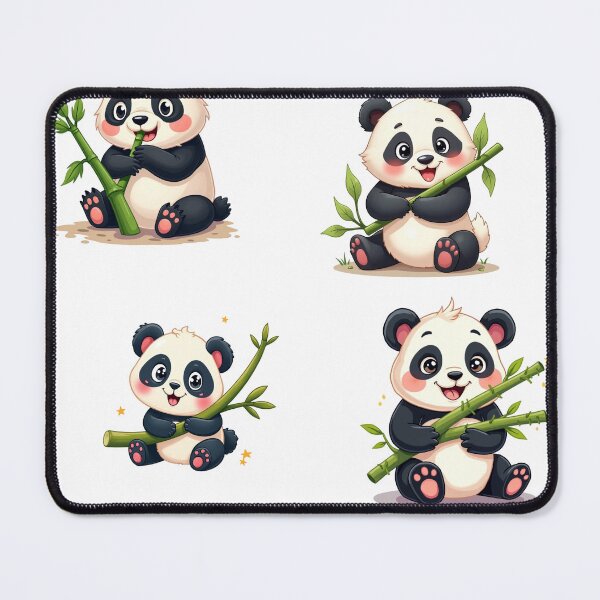 Item preview, Adorable Cartoon Pandas Eating Bamboo - Vibrant and Cute Design designed and sold by trendpotion.