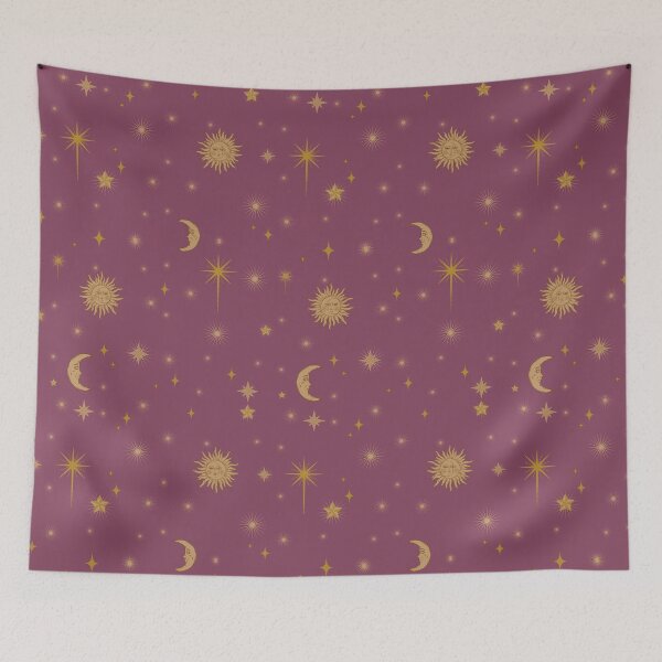 Item preview, 70's Boho Sun Moon Pattern Pink designed and sold by EmLosin.
