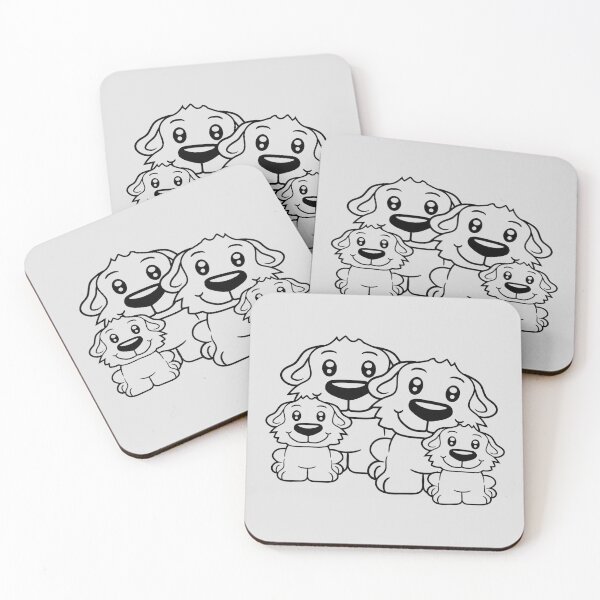 Item preview, 4 Dogs Family Two Children Parents Mother Father Dad Mom Cute designed and sold by shirt-o-mat.