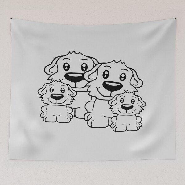 Item preview, 4 Dogs Family Two Children Parents Mother Father Dad Mom Cute designed and sold by shirt-o-mat.