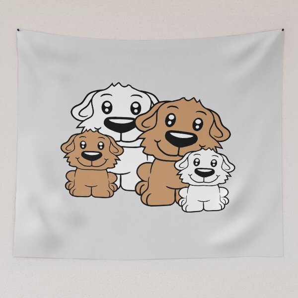 Item preview, 4 Dogs Family Two Children Parents Mother Father Dad Mom Cute designed and sold by shirt-o-mat.