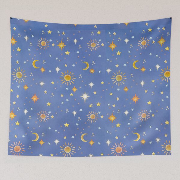 Item preview, 70's Boho Sun Moon Pattern Watercolor designed and sold by EmLosin.
