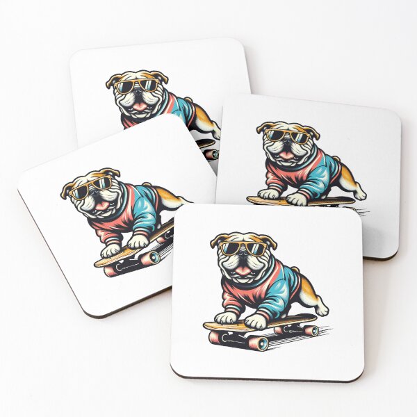 Item preview, Cool Skateboarding Bulldog with Sunglasses designed and sold by ModkMerch.