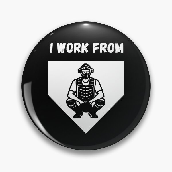 Item preview, I Work from Home Plate Catcher's Mask Design designed and sold by DucksOnAPond.