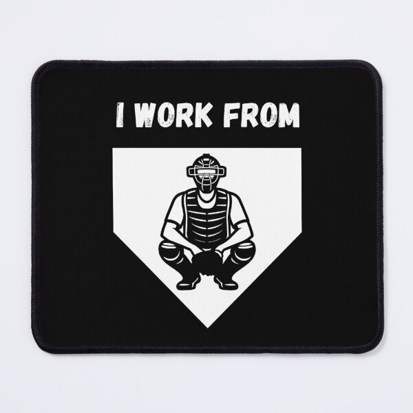 Item preview, I Work from Home Plate Catcher's Mask Design designed and sold by DucksOnAPond.