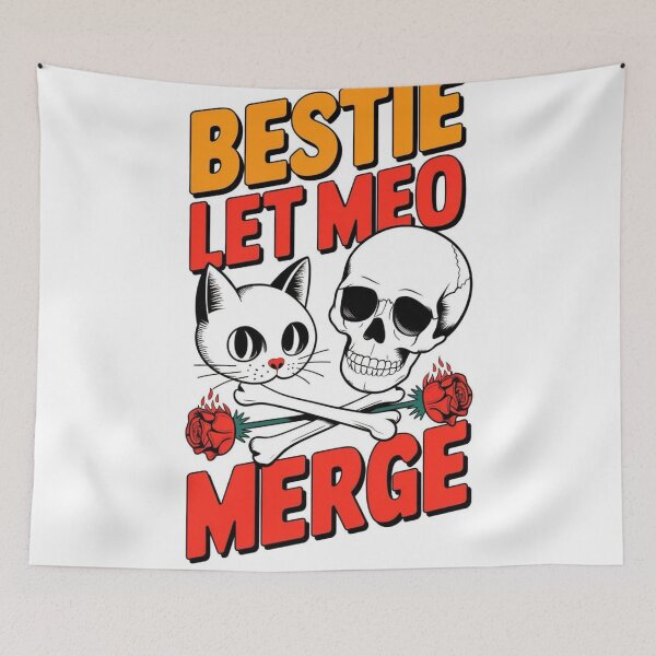 Item preview, Skull & Crossbones with Roses and 'Bestie Met MEO Merge STICKER designed and sold by inkfluenceart.