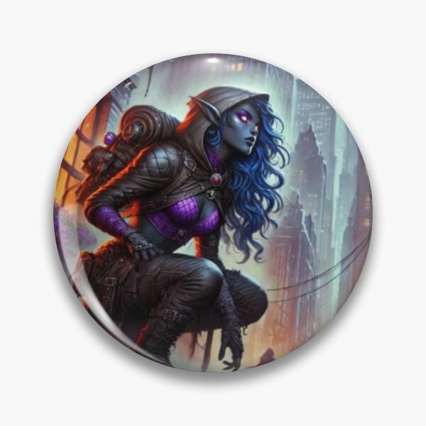 Item preview, AI generated drow on mission, dystopian fantasy designed and sold by AI-this-is-AI.