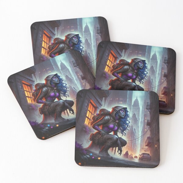 Item preview, AI generated drow on mission, dystopian fantasy designed and sold by AI-this-is-AI.