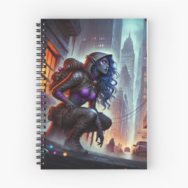 Item preview, AI generated drow on mission, dystopian fantasy designed and sold by AI-this-is-AI.