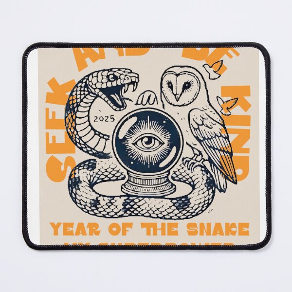 Item preview, Year of the Snake: Snake and Owl Around Crystal Ball with All-Knowing Eye designed and sold by inkfluenceart.