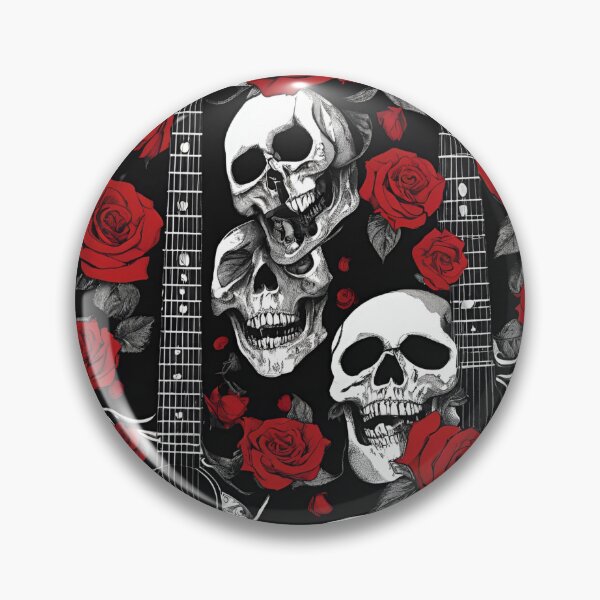 Item preview, Skulls Guitars + Roses Collage Canvas designed and sold by FroggyFly Designs.