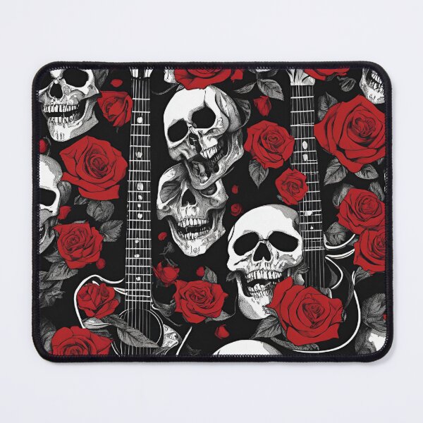 Item preview, Skulls Guitars + Roses Collage Canvas designed and sold by FroggyFly Designs.