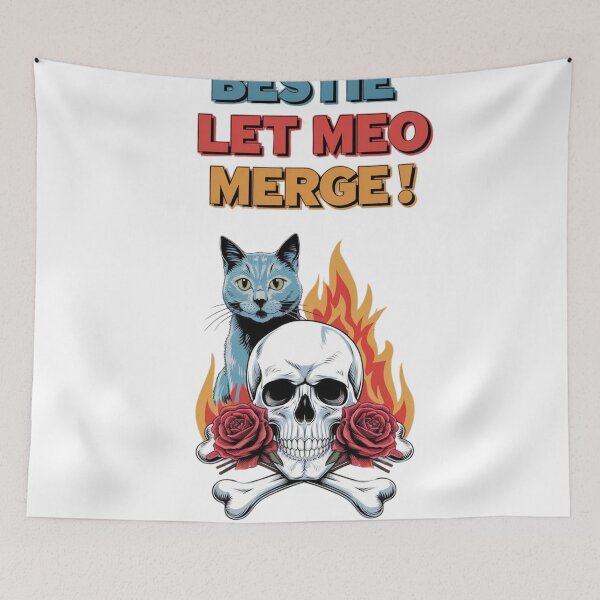Item preview, Skull & Crossbones with Roses and 'Bestie Met MEO Merge STICKER designed and sold by inkfluenceart.