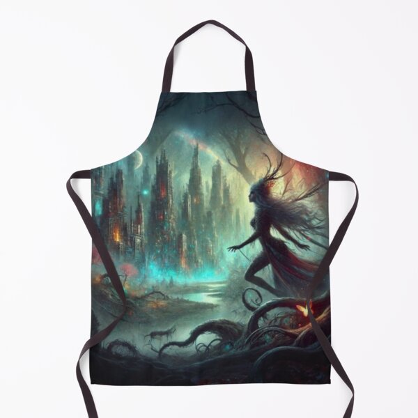 Item preview, AI generated forest nymph watching over city, dystopian fantasy designed and sold by AI-this-is-AI.
