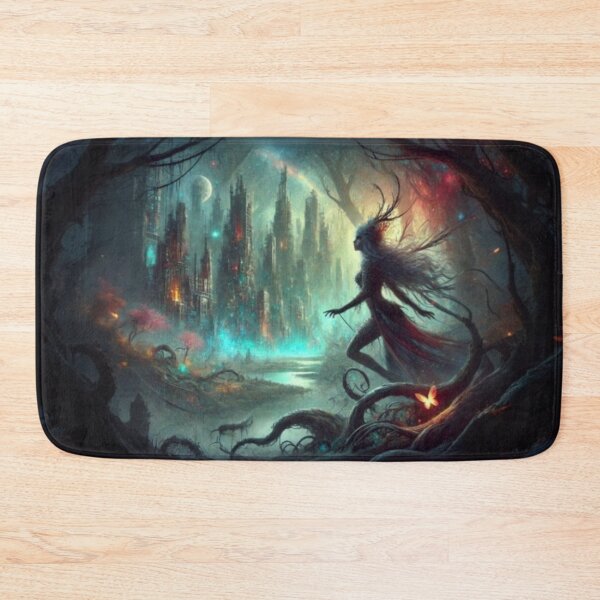 Item preview, AI generated forest nymph watching over city, dystopian fantasy designed and sold by AI-this-is-AI.