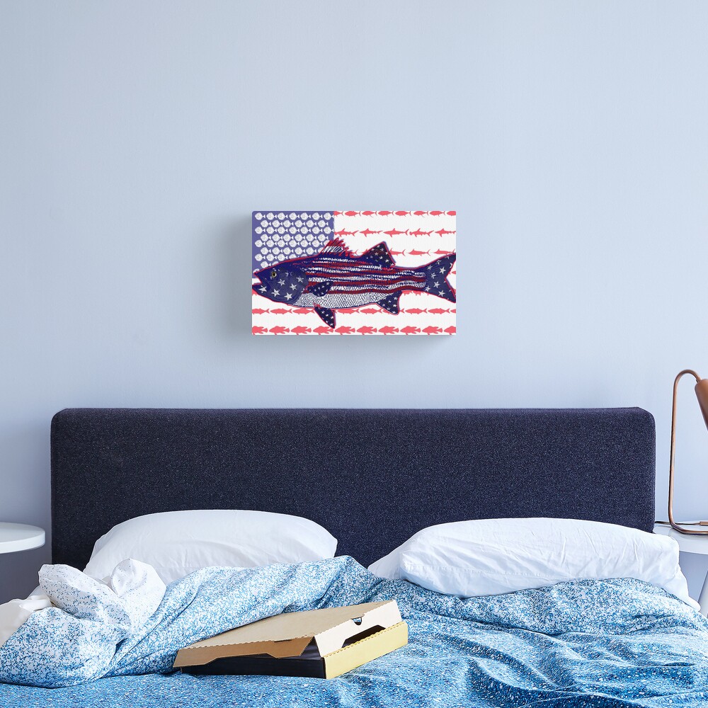 Disover American flag Striped bass  Fishing flag | Canvas Print