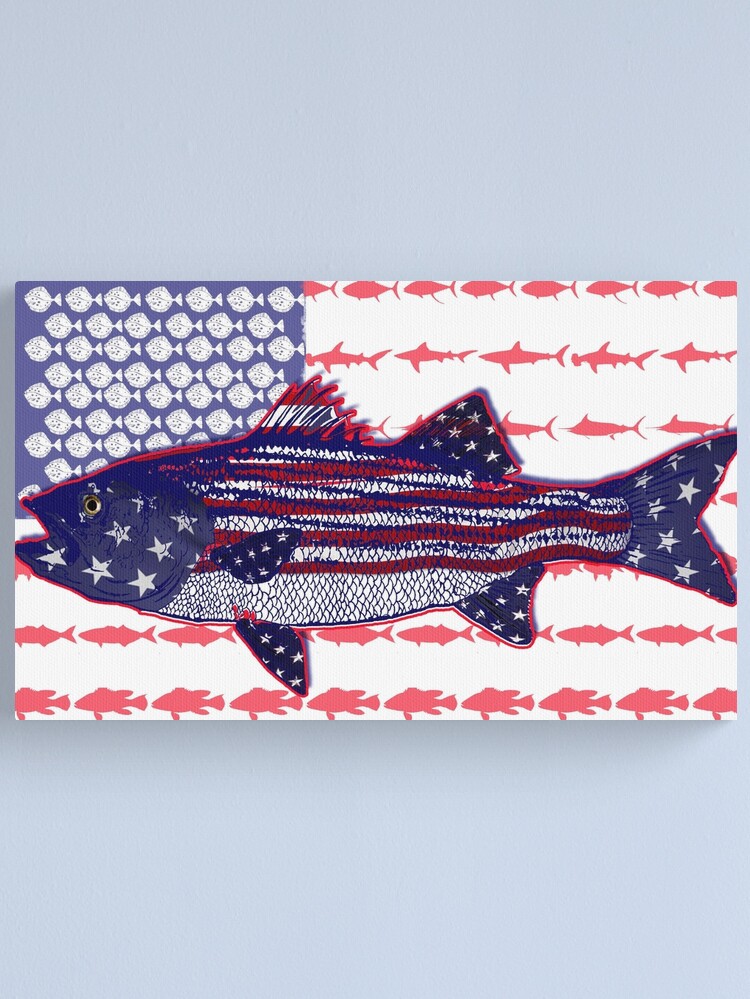 Discover American flag Striped bass  Fishing flag | Canvas Print