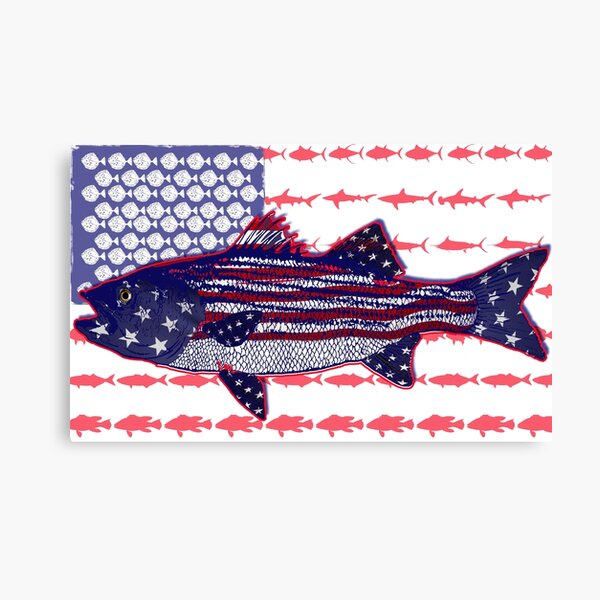 Disover American flag Striped bass  Fishing flag | Canvas Print