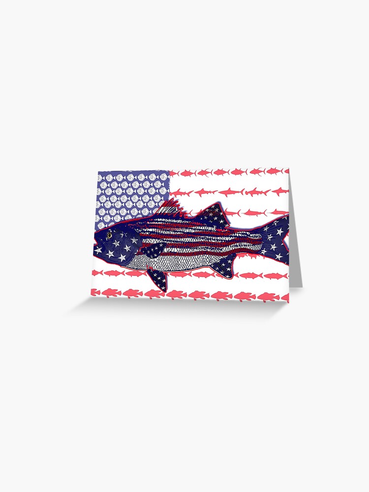 American flag Striped bass Fishing flag | Greeting Card