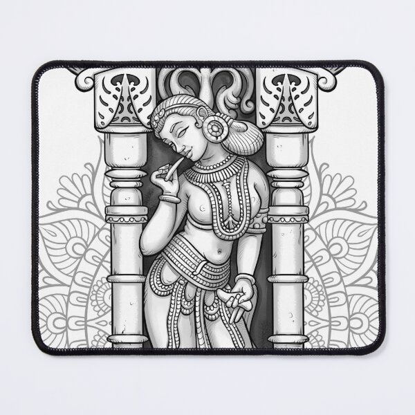 Item preview, Rani ki vav lady with twig - black and white designed and sold by TOOTIFROOTI merch.