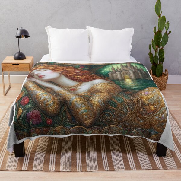 Item preview, Sleeping Beauty fairy tale painting with gold designed and sold by CristalleLisa.