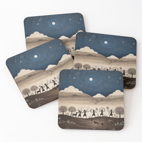 Item preview, Celestial Harmony: Warli Night Sky Painting Design designed and sold by Pixel Palette.