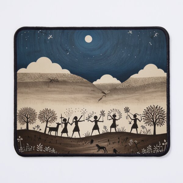 Item preview, Celestial Harmony: Warli Night Sky Painting Design designed and sold by Pixel Palette.