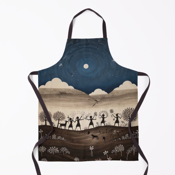 Item preview, Celestial Harmony: Warli Night Sky Painting Design designed and sold by Pixel Palette.