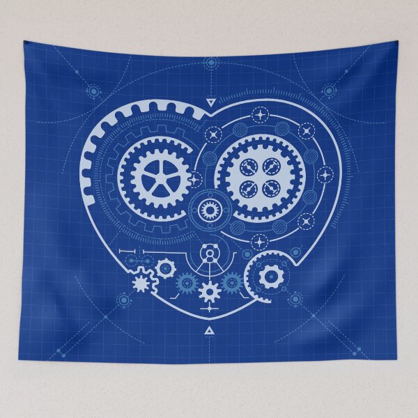 Item preview, artificial intelligence heart shape cogwheel element blueprint designed and sold by NiamLab.