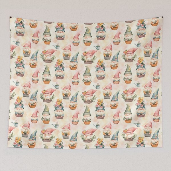 Item preview, Gnome Seamless Pattern with Floral Pots designed and sold by GASCE Studio.