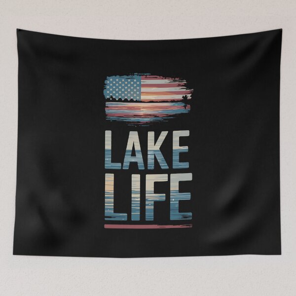 Item preview, Patriotic Lake Life Design with American Flag and Sunset designed and sold by Karsten Stier.