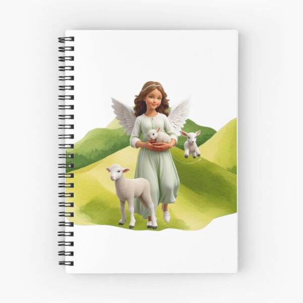 Item preview, Cheerful Cherubim Angel with Baby Lambs designed and sold by DivineHaven.